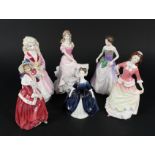 Six Royal Doulton figurines, Sophie HN 3955, Jessica HN 3850, Faith HN 3082, Susan HN 3871,