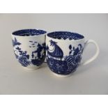 A pair of 18th Century Caughley fishermen pattern cups