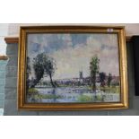 Geoffrey Chatten oil on board of a river scene view,