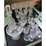 A cut glass decanter,