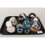 Glass paperweights to include Caithness,