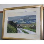 Andrew Dandridge watercolour 'Haze Across the Cuckmere Valley',