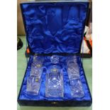 Cased Gleneagles crystal decanter plus a whisky tumbler set