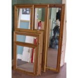 Six rectangular pine mirrors