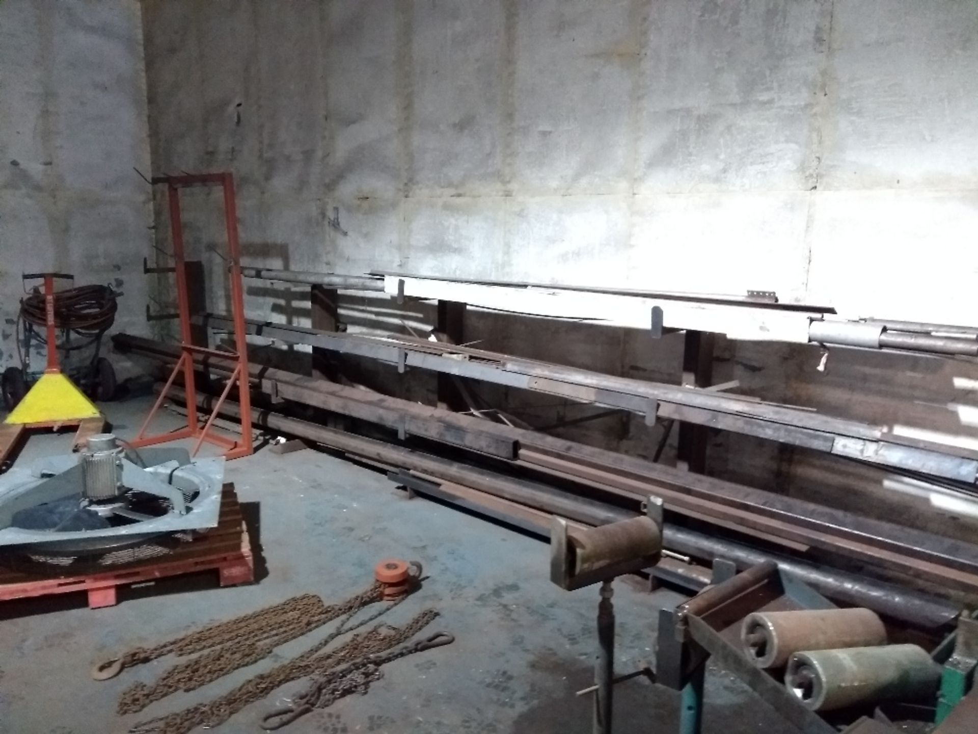 Qty of Steel - box sections, tubes, racking and stand. No VAT on this item.