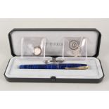 A cased French Parker Sonnet Q11 blue banded fountain pen,