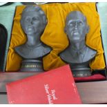A boxed Royal Doulton bust of The Queen and Duke of Edinburgh