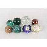 Various paperweights including Millefiori,