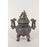 A Chinese Koro with relief decoration,