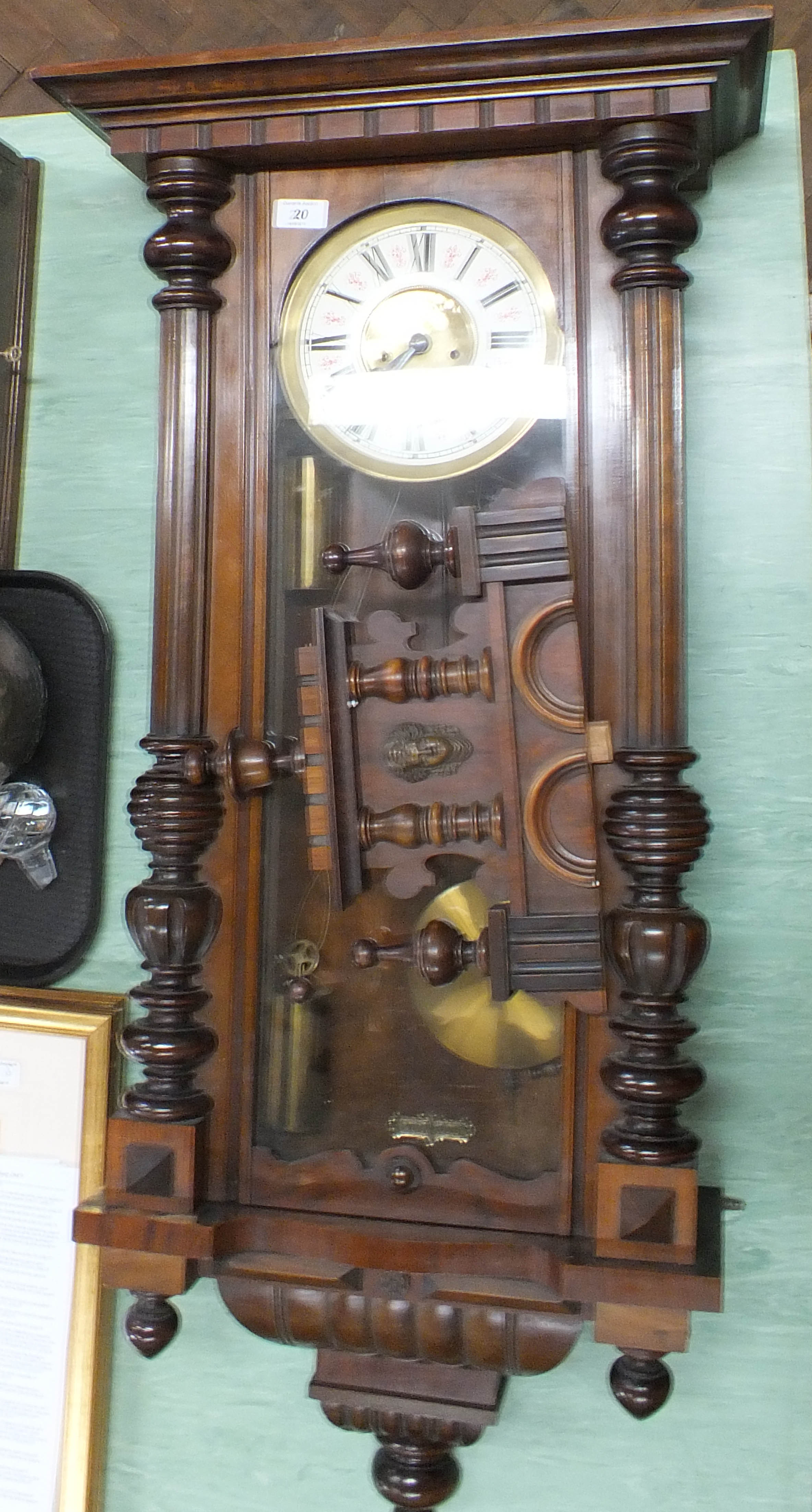 A mahogany Vienna style wall clock