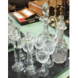 A cut glass decanter,