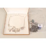 A mixed silver jewellery lot including butterfly necklace, charm bracelet, stone set pendants,