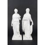 A pair of Parian figures of classical ladies, one with Copenhagen style mark,