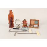 Sundry items including glass globe, Schneltaster,