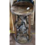 An African carved wooden figural stool plus other carvings including Indonesian