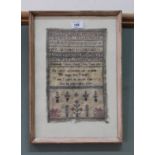 A woven alphabet and tree sampler by Elizabeth Chase, aged 9, 1829,