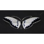 A large silver enamelled butterfly brooch (slight chip to enamel)