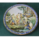 A 19th Century Italian Majolica charger with figural painting in 16th Century style,