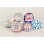 Various Millefiore and other glass paperweights including Murano