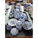 Various blue and white china including Delft,