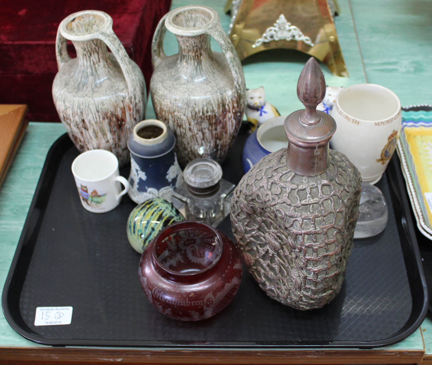 A Grays pottery fruit set, marine themed metal clad Dimple Haig bottle, - Image 3 of 3