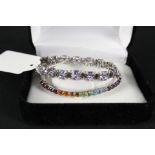 A silver tanzanite set bracelet,