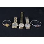 A collection of gents and ladies watches including gold plated Croff,