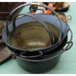 Two Victorian brass jam pans,
