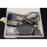 A Victorian silver framed magnifying glass, silver vesta,
