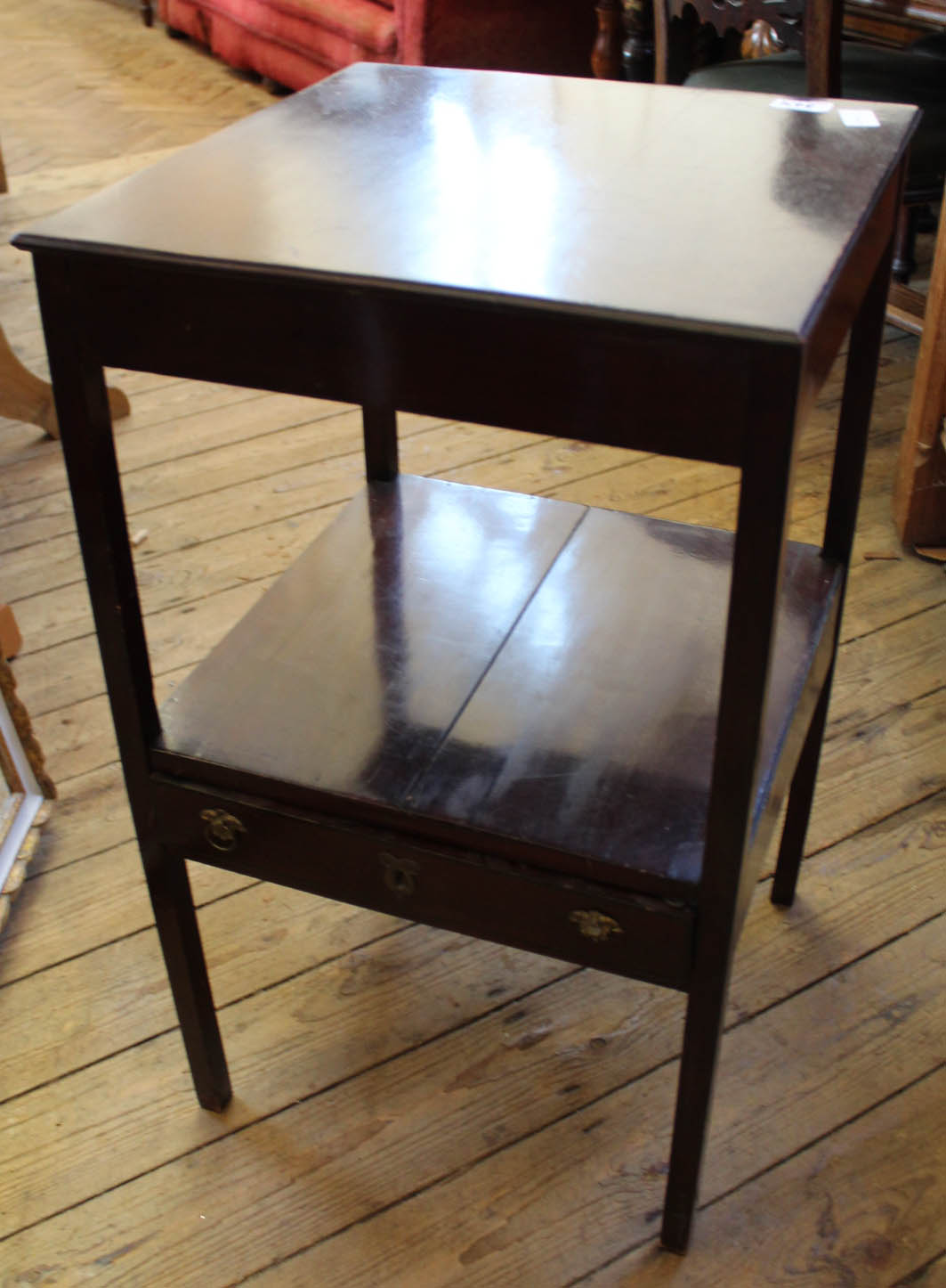 A five tier mahogany whatnot and reproduction single drawer pot stand - Image 2 of 2