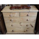 A Victorian pine chest of five drawers