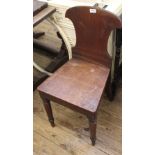 A 19th Century oak hall chair and a wheelback chair