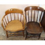 Two Edwardian oak chairs