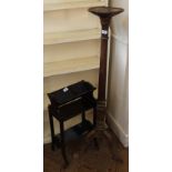 A 19th Century torchere and mahogany book stand on castors