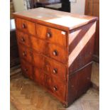 A Victorian mahogany veneered chest of five drawers