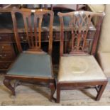 A 19th Century oak dining chair and a mahogany dining chair