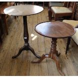 Two flip top round tripod tables