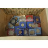 Cased GB coins including £2 and £5 pieces