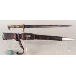 A German Third Reich era Police bayonet/sidearm with scabbard, leather frog and knot,