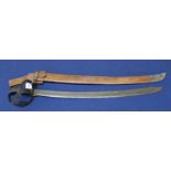 A Dutch Klewang 'cutlass' complete with leather scabbard and frog
