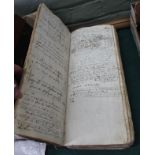 A vellum bound farm ledger containing copious 18th and 19th Century entries, possibly Little Bedham,