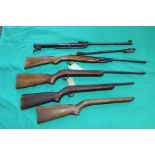 A quantity of air rifles and spare parts including B.S.A.