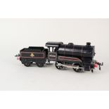 Hornby 0 gauge 0-4-0 clockwork loco and tender, B.R.