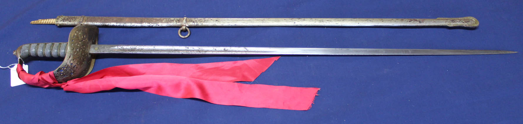 A British 1897 Officers light weight 'picquet' sword with scabbard, blade with Edward VII cypher (N.
