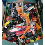 A box of played die cast Corgi etc