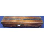 An oak (leather covered) two tier gun box with Linsley Brothers trade label (stained),