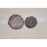 An Elizabeth I half crown plus a 1574 shilling