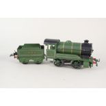 A boxed Hornby 0 gauge clockwork 0-4-0 loco and tender,