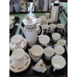 Grosvenor china part tea set and Black Velvet part coffee set plus Meakins Studio part coffee set