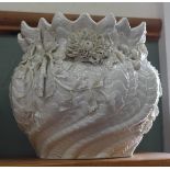 A Belleek floral encrusted jardiniere